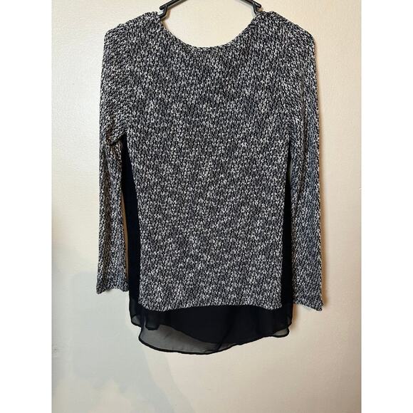 Bar iii Heathered Black Gray Mesh Long Sleeve Top Shirt XS sheer mesh - Picture 3 of 4